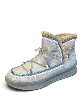 OTBT Terreno Metallic Moon Boots Apres Ski Sherpa Lining Silver Women’s  7.5